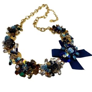 Talbots statement necklace blue teal gold purple pink stunning details